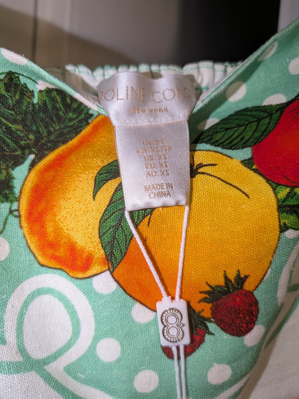 Caroline Constas Mint Fruit-Print Maxi Dress with Peach and Yellow Accents - Picture 4 of 7